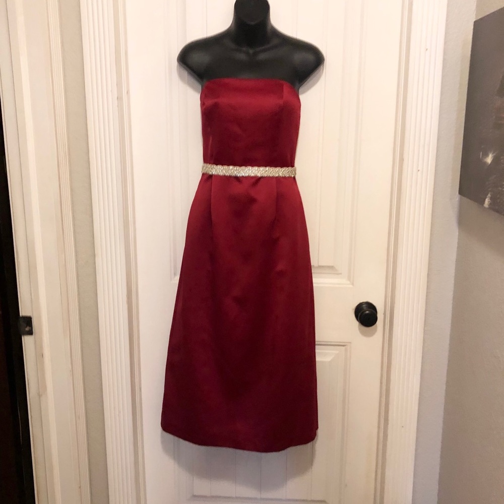 Ann Taylor mid length Red Satin Dress